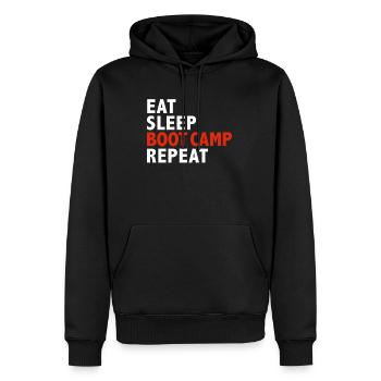 Eat Sleep Bootcamp Wiederholen Sie das Fitness-Training - Männer Premium Bio Hoodie - Schwarz - Vorne - Nico (187cm)