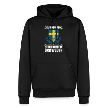 Schwede Geschenk Patrioten - Männer Premium Bio Hoodie - Schwarz - Vorne - Nico (187cm)