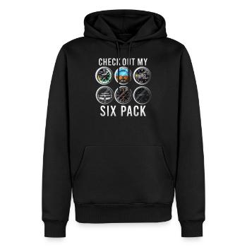 Lustiger Check Out My Six Pack Flugzeugpilot - Männer Premium Bio Hoodie - Schwarz - Vorne - Nico (187cm)