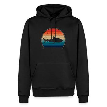 Requins requins rétro vintage - Sweat à capuche Premium bio Homme - noir - Devant - Nico (187cm)