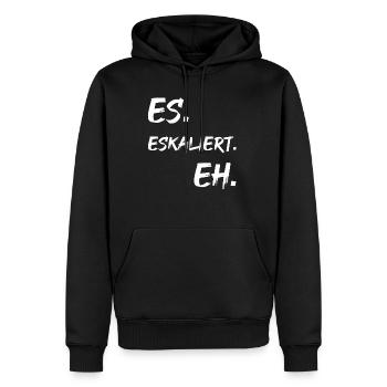 Es. Eskaliert. Eh. - Männer Premium Bio Hoodie - Schwarz - Vorne - Nico (187cm)