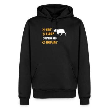 Eat. Sleep. Capybaras. Repeat. - Männer Premium Bio Hoodie - Schwarz - Vorne - Nico (187cm)