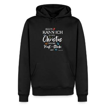 Jesus - Alles kann ich durch Christus - Christlich - Männer Premium Bio Hoodie - Schwarz - Vorne - Nico (187cm)