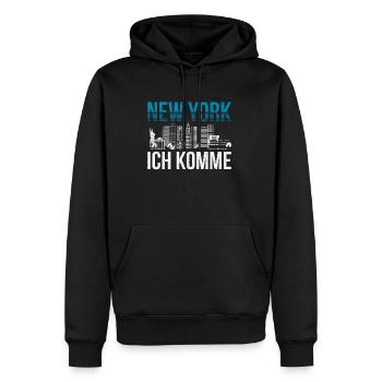 New York - Männer Premium Bio Hoodie - Schwarz - Vorne - Nico (187cm)