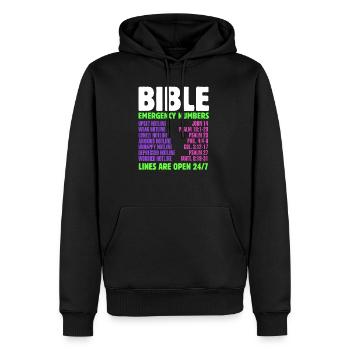 Notfallnummer Tag Christlicher Gläubiger Bibelkont - Männer Premium Bio Hoodie - Schwarz - Vorne - Nico (187cm)