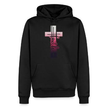 Glaube - Männer Premium Bio Hoodie - Schwarz - Vorne - Nico (187cm)