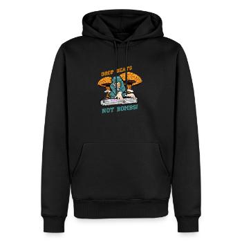 Drop Beats not Bombs DJ Turntable Music - Men’s Premium Organic Hoodie - black - Front - Nico (187cm)