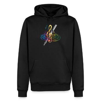Musique classique de flûte - Sweat à capuche Premium bio Homme - noir - Devant - Nico (187cm)