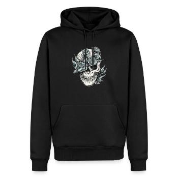 Totenkopf - Männer Premium Bio Hoodie - Schwarz - Vorne - Nico (187cm)
