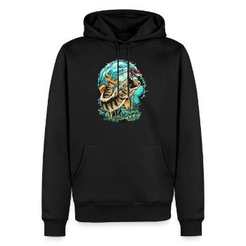 Brochet pêche baudroie poissons prédateurs - Sweat à capuche Premium bio Homme - noir - Devant - Nico (187cm)