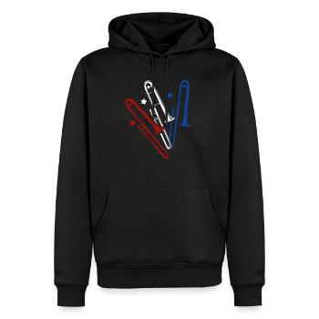 Tromboniste trombonist instrument de musique - Sweat à capuche Premium bio Homme - noir - Devant - Nico (187cm)
