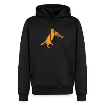 Trompette - Sweat à capuche Premium bio Homme - noir - Devant - Nico (187cm)