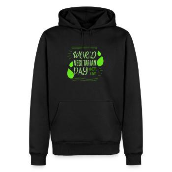 Weltvegetariertag 1. Oktober 1. Oktober Grünkohl-G - Männer Premium Bio Hoodie - Schwarz - Vorne - Nico (187cm)