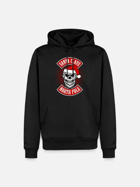 Santa Claus Skull Biker Banner - Men’s Premium Organic Hoodie - black
