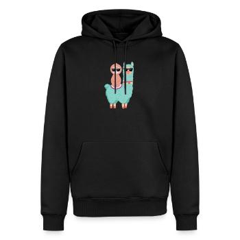 Faultier Lama - Männer Premium Bio Hoodie - Schwarz - Vorne - Nico (187cm)