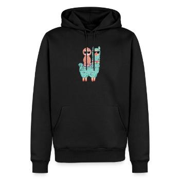 Faultier Lama Kinder - Männer Premium Bio Hoodie - Schwarz - Vorne - Nico (187cm)