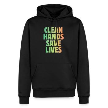 Les mains propres germinées sauvent des vies de quarantaine-hy - Sweat à capuche Premium bio Homme - noir - Devant - Nico (187cm)