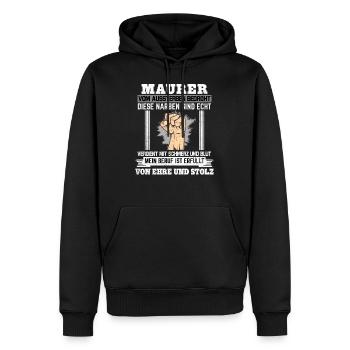 Maurer Sprüche Handwerker Bauarbeiter Stolz Ehre - Männer Premium Bio Hoodie - Schwarz - Vorne - Nico (187cm)