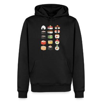 Sushi japonais ramen - Sweat à capuche Premium bio Homme - noir - Devant - Nico (187cm)