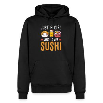 Fille de sushi kawaii - Sweat à capuche Premium bio Homme - noir - Devant - Nico (187cm)