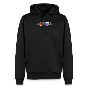 Deutschland Russland Flaggen Herzschlag Geschenk - Männer Premium Bio Hoodie - Schwarz - Vorne - Nico (187cm)