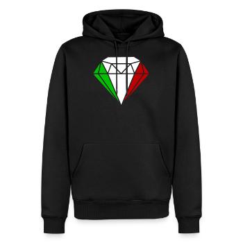 Drapeau Italie Diamant Italia vacances tricolore Rome - Sweat à capuche Premium bio Homme - noir - Devant - Nico (187cm)