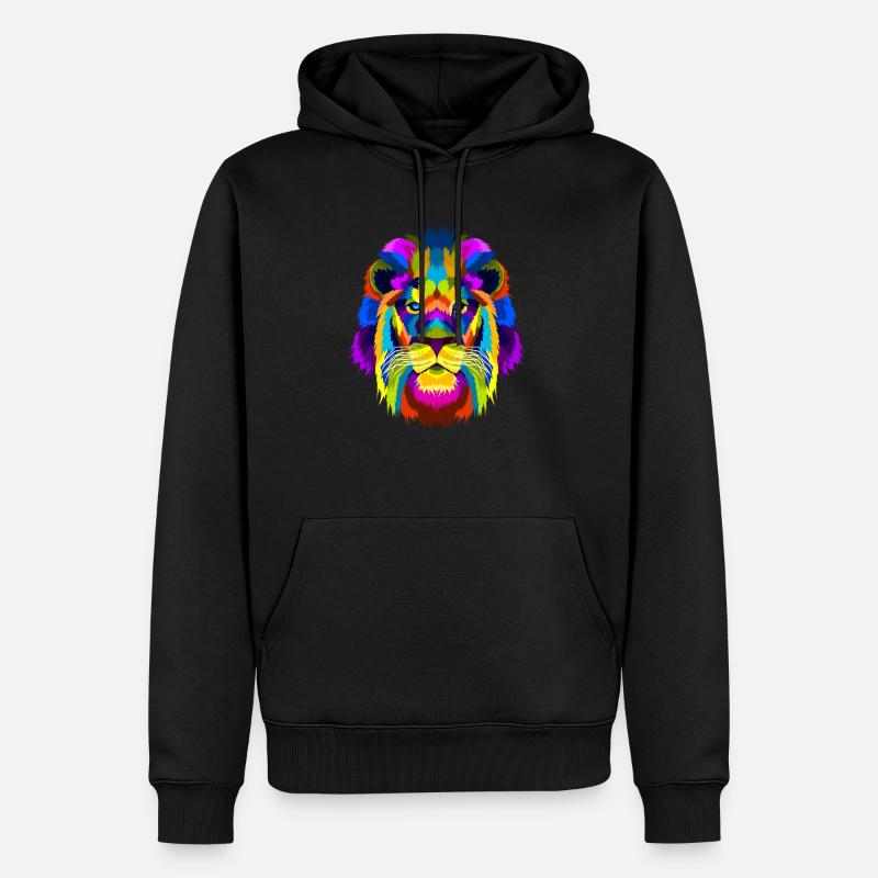 Lion prédateur - Sweat à capuche Premium bio Homme - noir