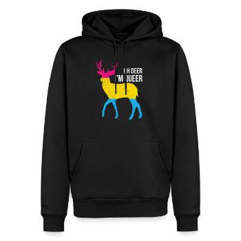 Queer pansexuel - Sweat à capuche Premium bio Homme - noir - Devant - Nico (187cm)