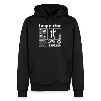 Inspector Product Description - Männer Premium Bio Hoodie - Schwarz - Vorne - Nico (187cm)