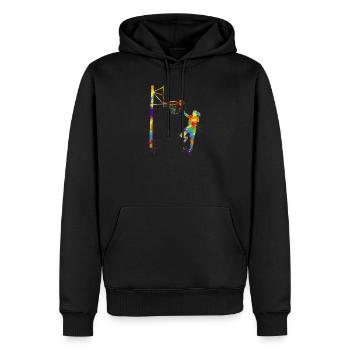 Motif de sport d'équipe de basket- joueur de basket- - Sweat à capuche Premium bio Homme - noir - Devant - Nico (187cm)