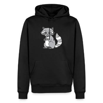 Waschbär - Männer Premium Bio Hoodie - Schwarz - Vorne - Nico (187cm)