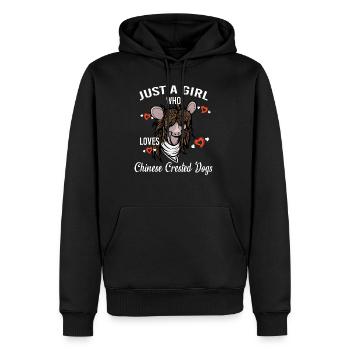 Juste une fille qui aime les chiens chinois à crête - Sweat à capuche Premium bio Homme - noir - Devant - Nico (187cm)