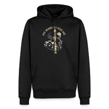 Instrument de musique flûte - Sweat à capuche Premium bio Homme - noir - Devant - Nico (187cm)