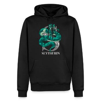 Harry Potter Slytherin Wappen monochrom - Männer Premium Bio Hoodie - Schwarz - Vorne - Nico (187cm)