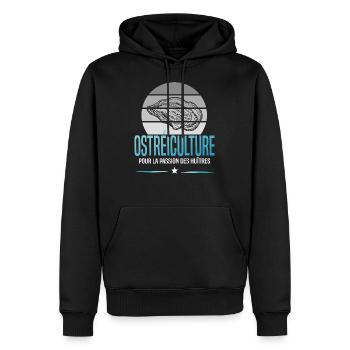 L'ostréiculture pour la passion de l'huître - Sweat à capuche Premium bio Homme - noir - Devant - Nico (187cm)