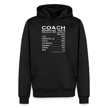 Coach Nutritional Facts - Men’s Premium Organic Hoodie - black - Front - Nico (187cm)