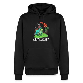 D20 Dinosaure à coup critique - Sweat à capuche Premium bio Homme - noir - Devant - Nico (187cm)