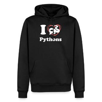 J'aime les pythons - Sweat à capuche Premium bio Homme - noir - Devant - Nico (187cm)