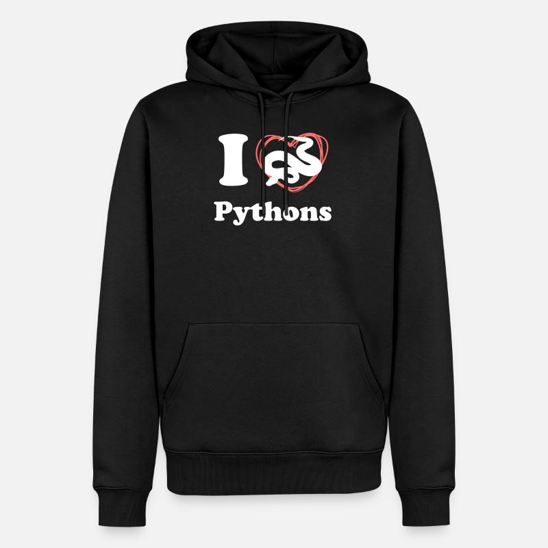 I Love Pythons - Männer Premium Bio Hoodie - Schwarz