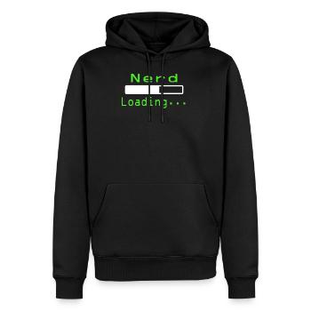 Nerdy Nerd T-Shirt - Männer Premium Bio Hoodie - Schwarz - Vorne - Nico (187cm)