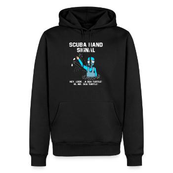 Plongeur Main Signe Scuba Diving - Sweat à capuche Premium bio Homme - noir - Devant - Nico (187cm)