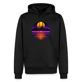 80er Jahre Outrun Vaporwave Synthwave Retrostyle - Männer Premium Bio Hoodie - Schwarz - Vorne - Nico (187cm)