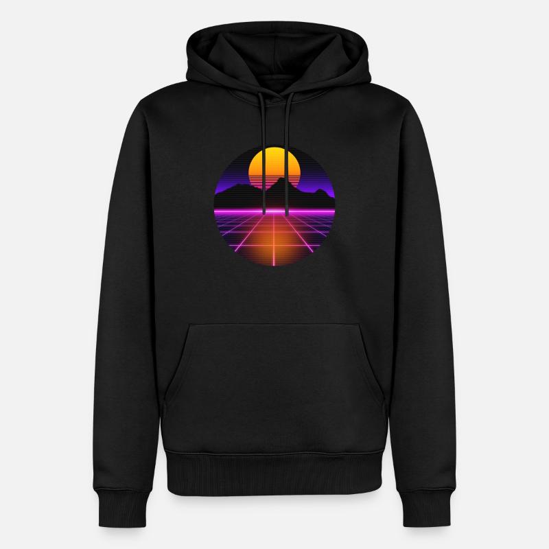 Les années 80 dépassent le style rétro de synthwave vaporwave - Sweat à capuche Premium bio Homme - noir