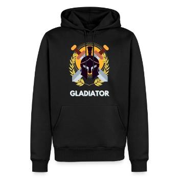 gladiateur, gladiator, spartiate - Sweat à capuche Premium bio Homme - noir - Devant - Nico (187cm)