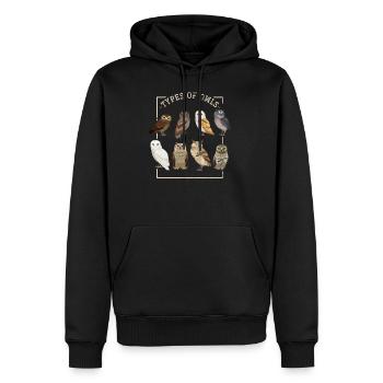 Eule Nacht - Männer Premium Bio Hoodie - Schwarz - Vorne - Nico (187cm)