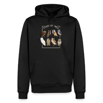 Eule Kauz - Männer Premium Bio Hoodie - Schwarz - Vorne - Nico (187cm)