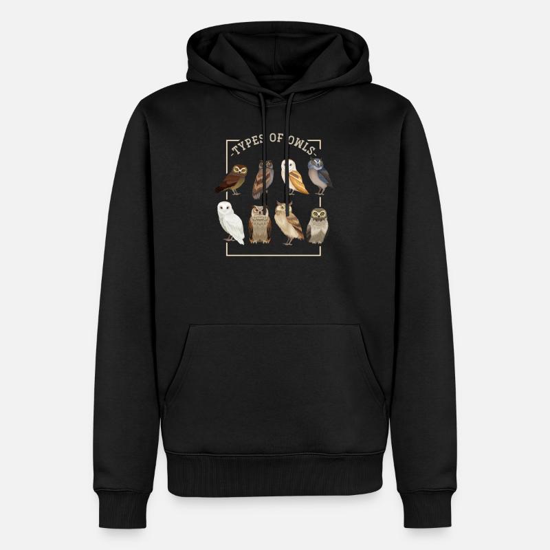 Eule Kauz - Männer Premium Bio Hoodie - Schwarz