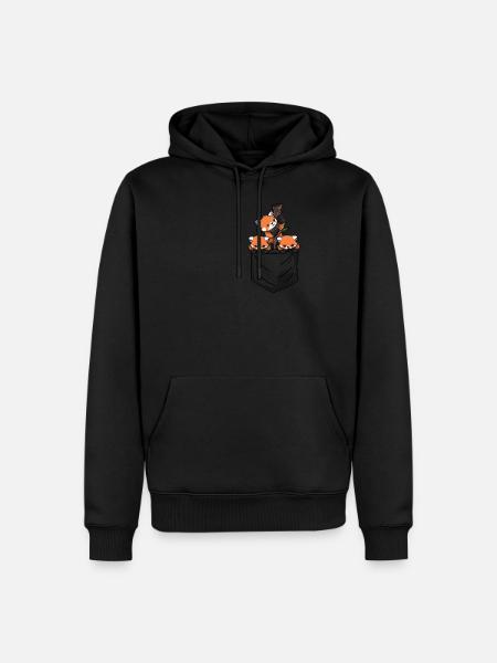 Red Panda Wildlife Pocket - Men’s Premium Organic Hoodie - black