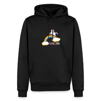 Unicorn - Men’s Premium Organic Hoodie - black - Front - Nico (187cm)