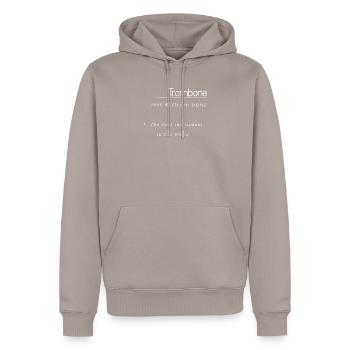 trombone - Men’s Premium Organic Hoodie - taupe - Front - Nico (187cm)